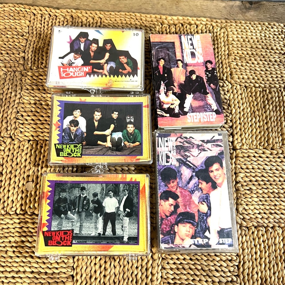 Vintage new kids on the block trading cards and cassettes